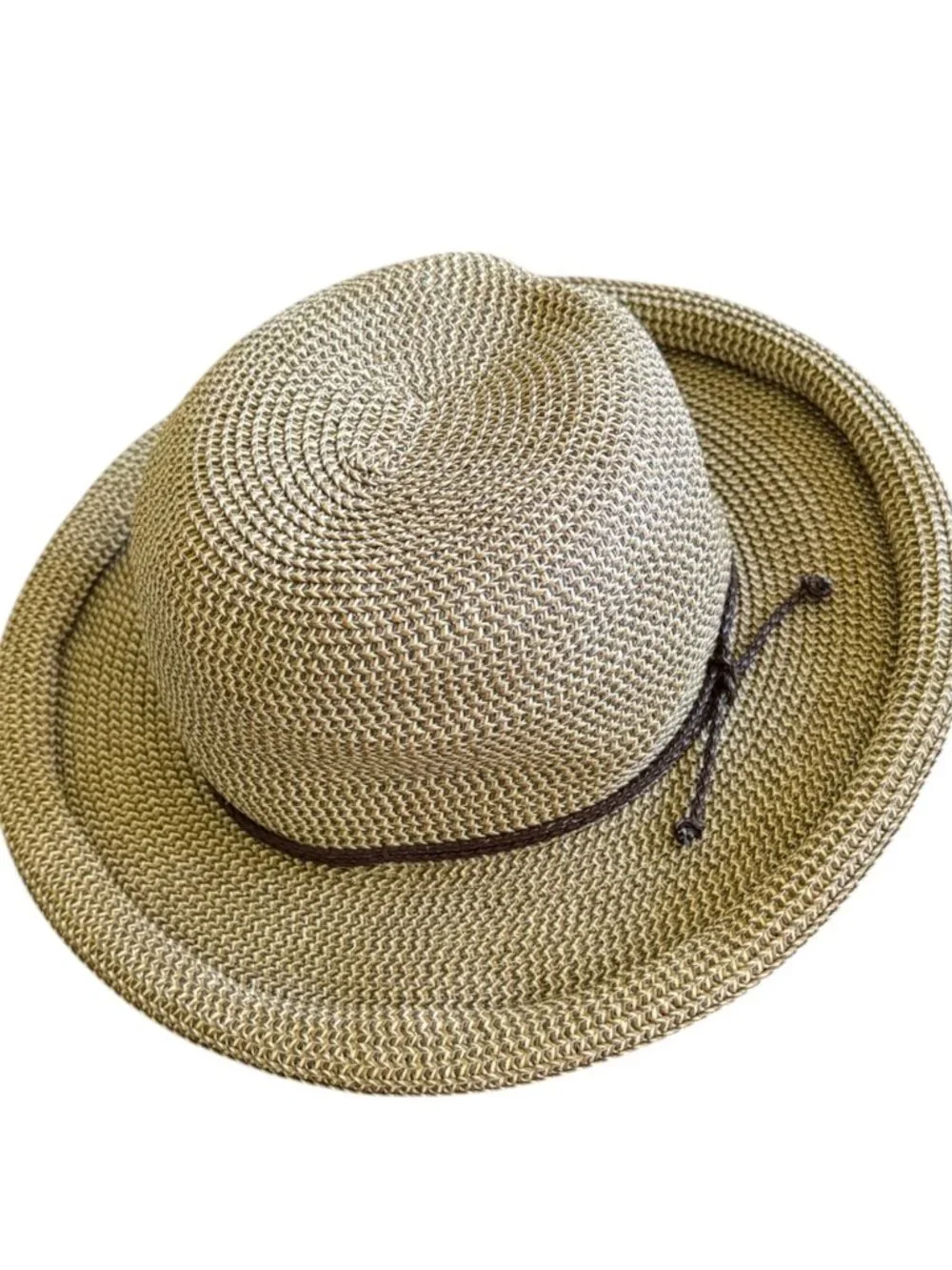 Nine West Woven Straw Sun Hat Tan Brown Wide Brim One Size